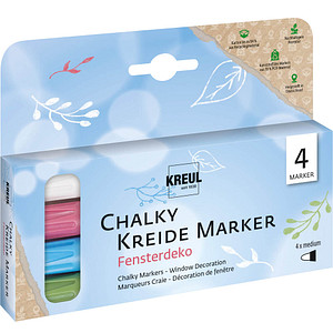 KREUL Fensterdeko Kreidemarker farbsortiert 2,0 - 3,0 mm, 4 St.