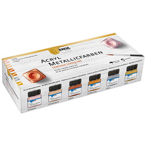 KREUL Metallicfarben Glamour Living Acrylfarben farbsortiert, 6 St.