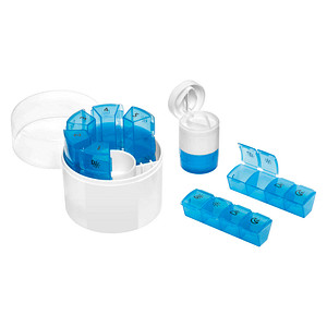 FIRST AID ONLY® Tablettenbox mit Zerteiler blau, weiß, 1 St.