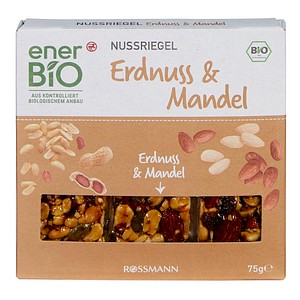 enerBiO Bio Erdnuss & Mandel Nussriegel 3 Riegel, 3 St.