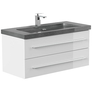 POSSEIK Waschbecken mit Unterschrank YAMO 100 weiß glanz 100,0 x 45,0 x 50,0 cm