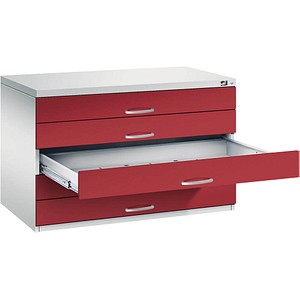 CP 7100 Planschrank lichtgrau, rubinrot 5 Schubladen 110,0 x 76,5 x 76,0 cm, 1 St.