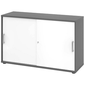 HAMMERBACHER Schiebetürenschrank 1752S, V1752S/G/W/CE grafit, weiß 1 Fachboden 120,0 x 40,0 x 74,8 cm