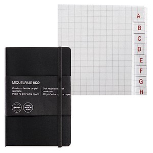 MIQUELRIUS Notizbuch Leather ca. DIN A6 kariert, schwarz Softcover 300 Seiten, 1 St.