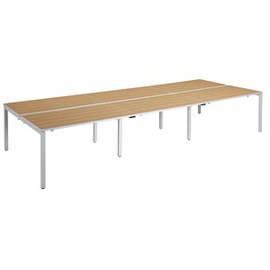 PAPERFLOW easyDesk Doppelschreibtisch buche rechteckig, 4-Fuß-Gestell weiß 360,0 x 166,0 cm