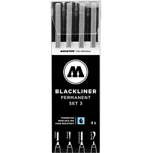 MOLOTOW BLACKLINER SET 3 Fineliner-Set schwarz, 4 St.