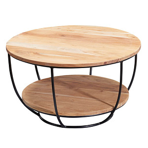 WOHNLING Couchtisch rund Massivholz akazie 60,0 x 60,0 x 34,0 cm, 1 St.