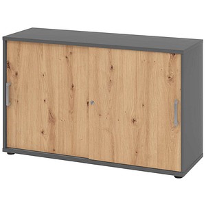 HAMMERBACHER Schiebetürenschrank 1752S, V1752S/G/R/CE grafit, asteiche 1 Fachboden 120,0 x 40,0 x 74,8 cm