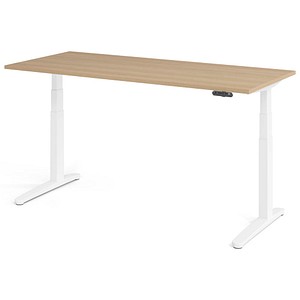 HAMMERBACHER XBHM19 elektrisch höhenverstellbarer Schreibtisch eiche rechteckig, C-Fuß-Gestell weiß 180,0 x 80,0 cm