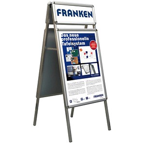 FRANKEN Kundenstopper Standard Plus silber DIN A1 4 Fächer 64,0 x 74,5 x 155,1 cm, 1 St.