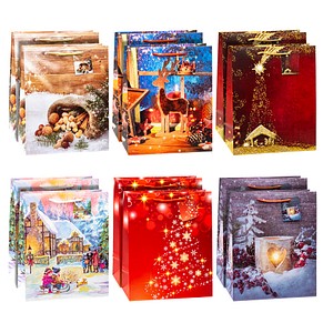 TSI Geschenktüten Weihnachten Serie 10 Motiv sortiert 26,0 x 32,0 cm, 12 St.