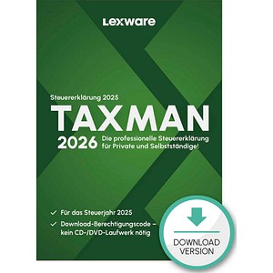 LEXWARE TAXMAN 2026 (für das Steuerjahr 2025) Software Vollversion (Download-Link)