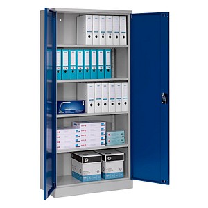 Gürkan Stahlschrank 108850 lichtgrau, enzianblau 4 Fachböden 92,0 x 42,0 x 195,0 cm, zerlegt, 1 St.