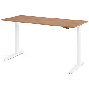 HAMMERBACHER XBHM19 elektrisch höhenverstellbarer Schreibtisch nussbaum rechteckig, C-Fuß-Gestell weiß 180,0 x 80,0 cm
