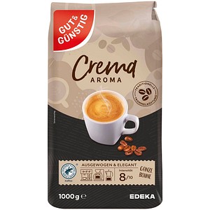 GUT&GÜNSTIG Crema Aroma Kaffeebohnen, Arabicabohnen kräftig, 1 kg