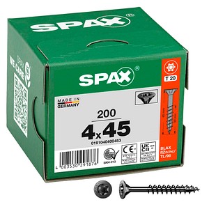 SPAX® Universalschrauben T20 Senkkopf BLAX 0191040400453 4 mm x 45 mm, 200 St.