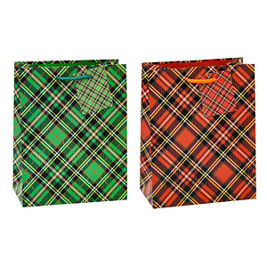 TSI Geschenktüten Tartan Motiv sortiert 26,0 x 32,0 cm, 12 St.