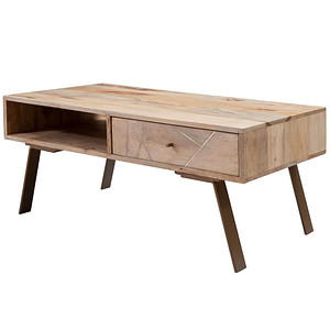 WOHNLING Couchtisch rechteckig Massivholz mango 95,0 x 50,0 x 42,0 cm, 1 St.