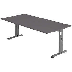 HAMMERBACHER OS 2E höhenverstellbarer Schreibtisch grafit rechteckig, C-Fuß-Gestell grau 200,0 x 100,0 cm