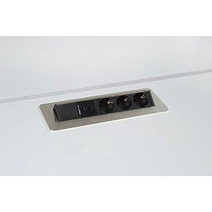 HAMMERBACHER 3-fach Tischsteckdose 2,0 m silber mit USB-Buchse