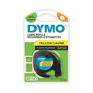 DYMO Schriftband LetraTag 91222 S0721620, 12 mm, schwarz auf gelb, 1 St.