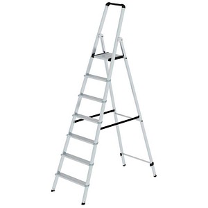 MUNK Stehleiter einseitig 11227 silber 7 Stufen, H: 225,0 cm