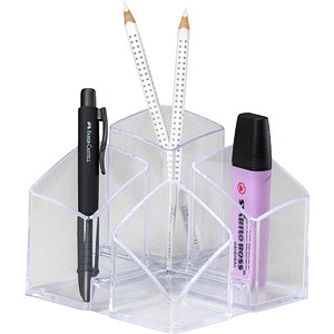 HAN Stiftehalter SCALA transparent Polystyrol 4 Fächer 12,5 x 12,5 x 10,0 cm