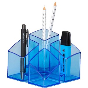 HAN Stiftehalter SCALA blau-transparent Polystyrol 4 Fächer 12,5 x 12,5 x 10,0 cm