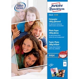AVERY Zweckform Fotopapier 2496 DIN A4 glänzend 180 g/qm 100 Blatt AVERY Zweckform Fotopapier 2496 DIN A4 glänzend 180 g/qm 100 Blatt
