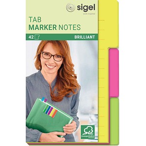 SIGEL TAB MARKER NOTES Haftnotizen farbsortiert, 42 Blatt