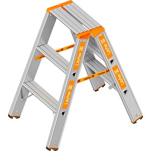 Layher Stehleiter beidseitig TOPIC 1043 silber 2x 3 Stufen, H: 75,0 cm