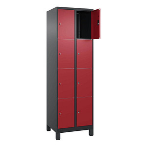 CP Schließfachschrank Classic Plus rubinrot, schwarzgrau 080010-204 S10043, 8 Schließfächer 60,0 x 50,0 x 195,0 cm