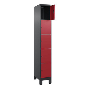 CP Schließfachschrank Classic Plus rubinrot, schwarzgrau 080010-105 S10030, 5 Schließfächer 30,0 x 50,0 x 195,0 cm