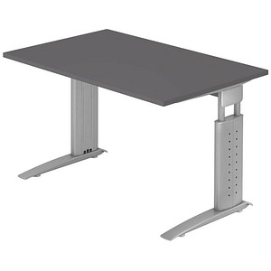 HAMMERBACHER US12 höhenverstellbarer Schreibtisch grafit rechteckig, C-Fuß-Gestell silber 120,0 x 80,0 cm