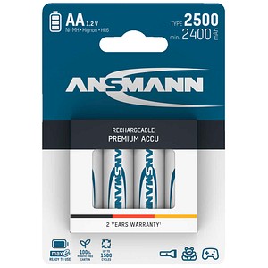 ANSMANN Akkus Ni-MH Mignon AA 2.400 mAh, 4 St.