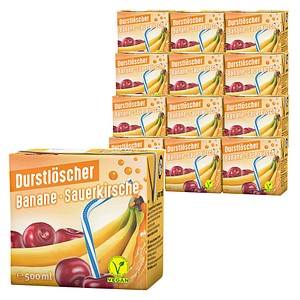 DURSTLÖSCHER Fruchtsaftgetränk Banane, Sauerkirsche 12x 0,5 l