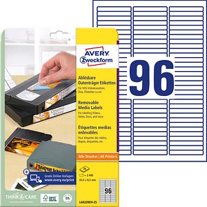 AVERY Zweckform Etiketten L6022REV-25 weiß 63,5 x 8,5 mm, 25 Blatt