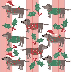 PAPSTAR Servietten X-Mas Dog weiß, grau, rosa 3-lagig 33,0 x 33,3 cm, 20 St.