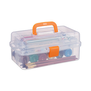 relaxdays Aufbewahrungsbox transparent, orange 33,0 x 39,0 x 17,0 cm, 1 St.