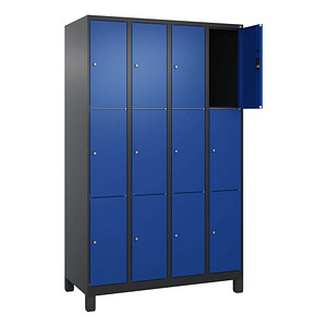 CP Schließfachschrank Classic Plus enzianblau, schwarzgrau 080010-403 S10032, 12 Schließfächer 120,0 x 50,0 x 195,0 cm