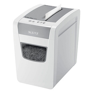 LEITZ IQ Slim Office Aktenvernichter mit Partikelschnitt P-4, 4 x 28 mm, bis 12 Blatt, weiß