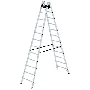 MUNK Stehleiter beidseitig 33024 silber 2x 12 Sprossen, H: 351,0 cm