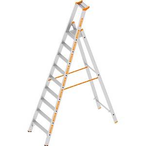 Layher Stehleiter einseitig TOPIC 1064 silber 9 Stufen, H: 295,0 cm