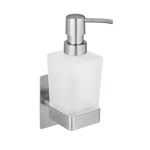 WENKO Seifenspender Genova 25416100 silber, matt Edelstahl, Glas 200,0 ml