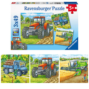 Ravensburger Große Landmaschinen Puzzle, 3 x 49 Teile