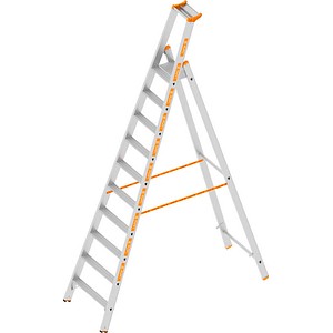 Layher Stehleiter einseitig TOPIC 1064 silber 10 Stufen, H: 320,0 cm