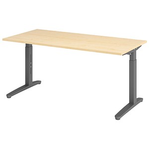 HAMMERBACHER VXB16 höhenverstellbarer Schreibtisch ahorn rechteckig, C-Fuß-Gestell grau 160,0 x 80,0 cm