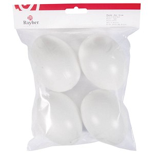 Rayher Plastik-Figuren weiß Eier Ø 10,0 cm, 4 St.