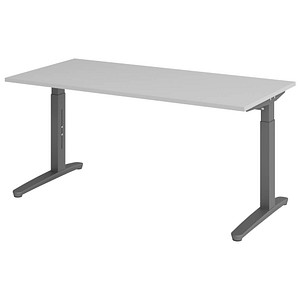 HAMMERBACHER VXB16 höhenverstellbarer Schreibtisch lichtgrau rechteckig, C-Fuß-Gestell grau 160,0 x 80,0 cm