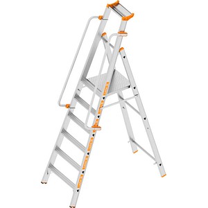 Layher Stehleiter einseitig TOPIC 1074 silber 6 Stufen, H: 265,0 cm